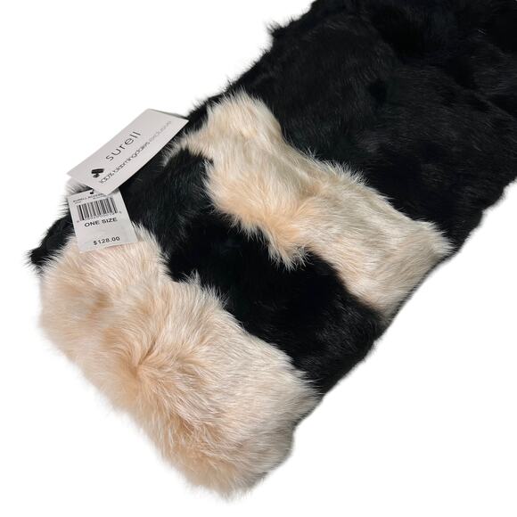 NWT SURELL Long Hair Rabbit Fur Pull Through Scarf Style#6466 Black Blush - Picture 2 of 11